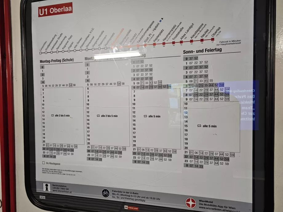 Tidtabell för tunnelbanan