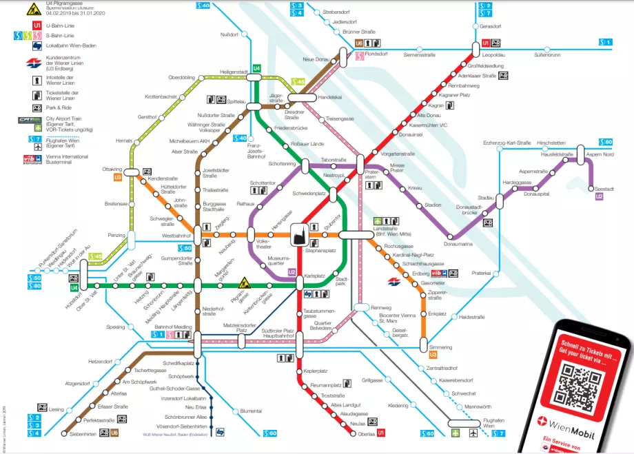 Karta över Wiens tunnelbana